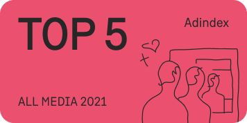 5 место рейтинга Adindex по объемам закупок во всех медиа среди независимых рекламных агентств в 2021 году.